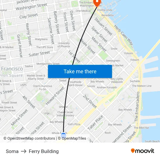 Soma to Ferry Building map
