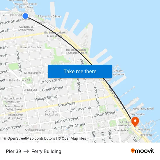 Pier 39 to Ferry Building map