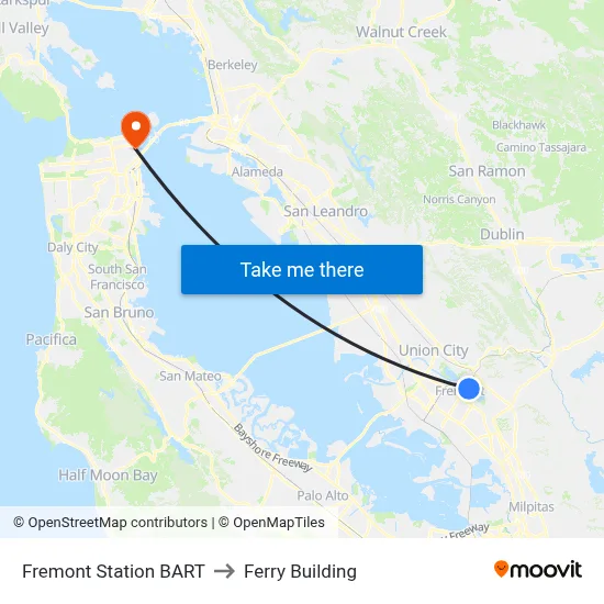 Fremont Station BART to Ferry Building map