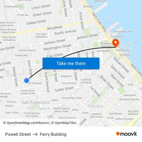 Powell Street to Ferry Building map