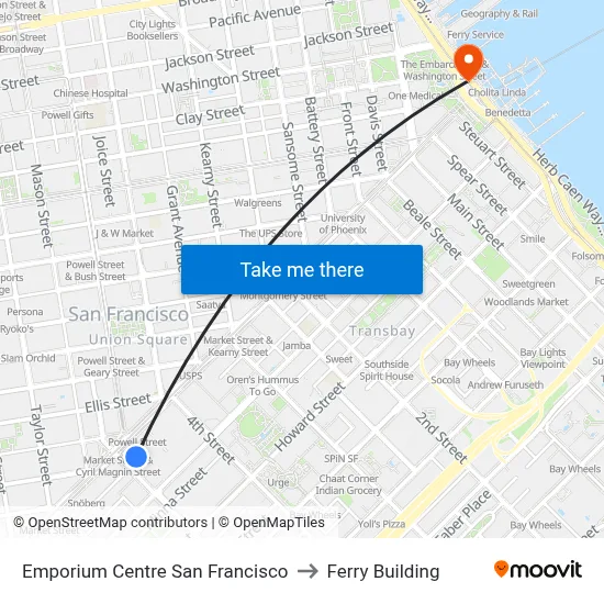 Emporium Centre San Francisco to Ferry Building map