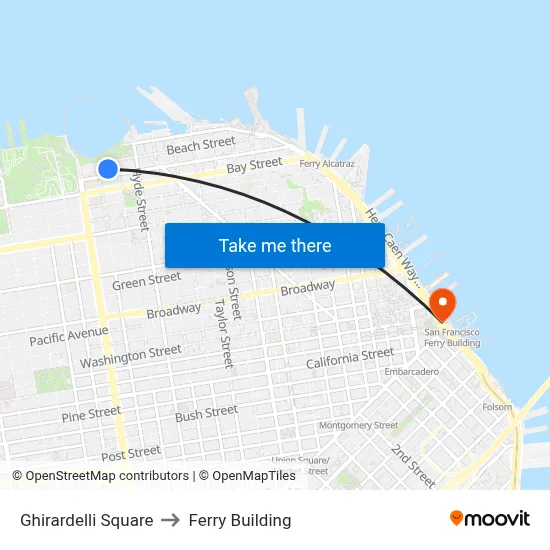 Ghirardelli Square to Ferry Building map
