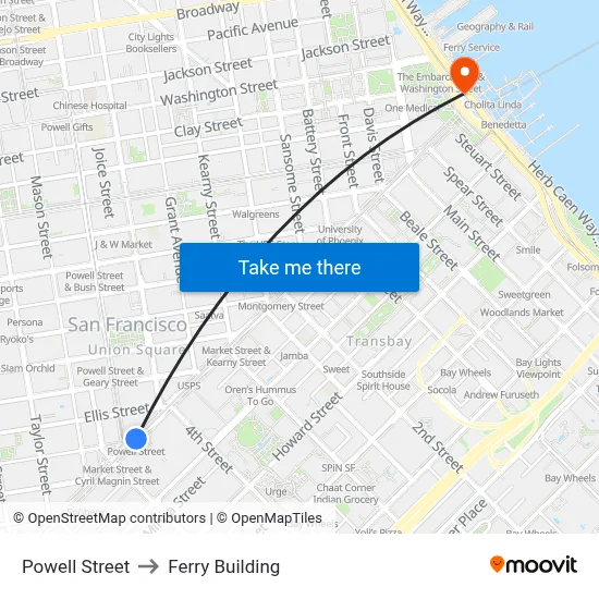 Powell Street to Ferry Building map