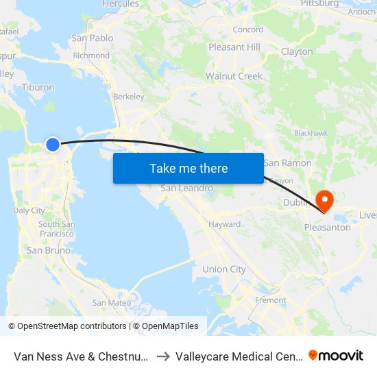 Van Ness Ave & Chestnut St to Valleycare Medical Center map