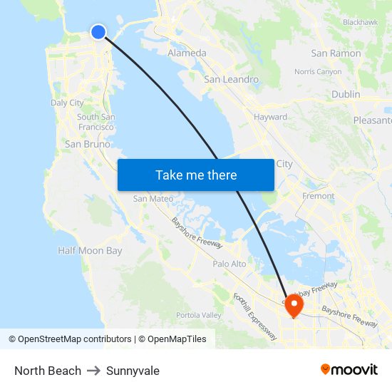 North Beach to Sunnyvale map