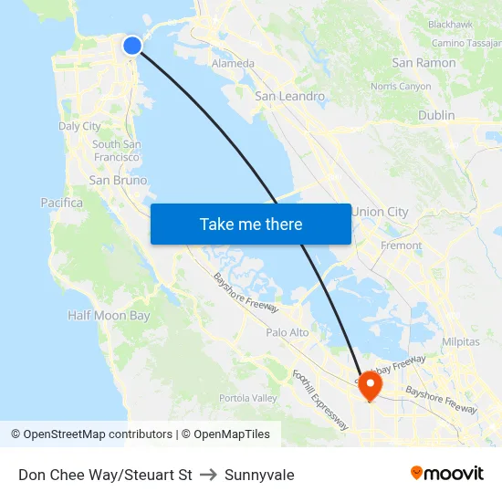 Don Chee Way/Steuart St to Sunnyvale map