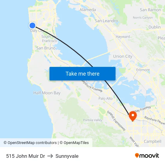 515 John Muir Dr to Sunnyvale map