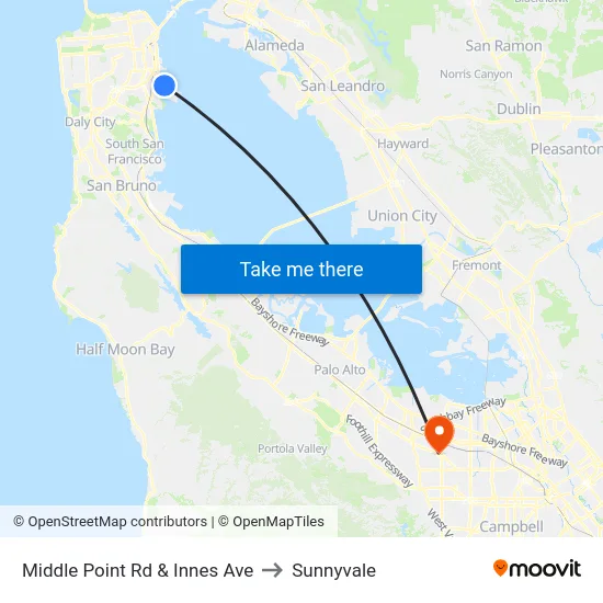 Middle Point Rd & Innes Ave to Sunnyvale map