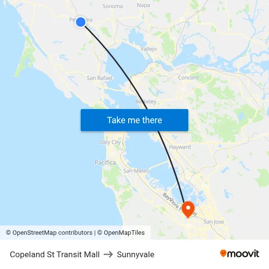 Copeland St Transit Mall to Sunnyvale map