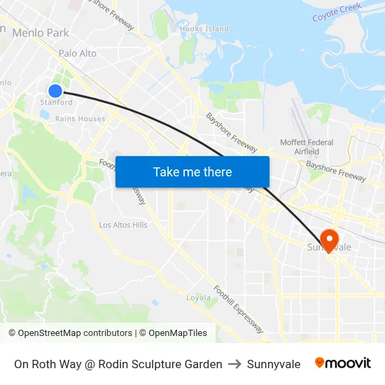 On Roth Way @ Rodin Sculpture Garden to Sunnyvale map