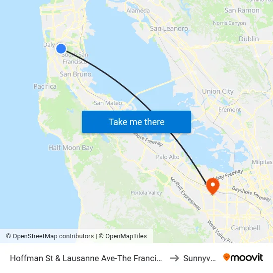 Hoffman St & Lausanne Ave-The Franciscan to Sunnyvale map