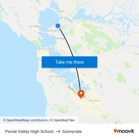Pinole Valley High School to Sunnyvale map