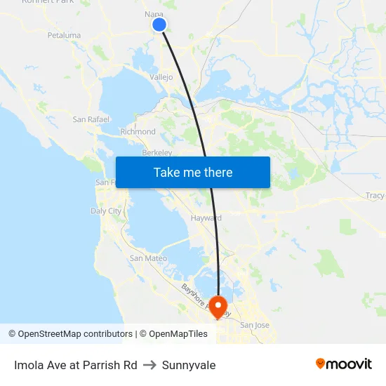 Imola Ave at Parrish Rd to Sunnyvale map
