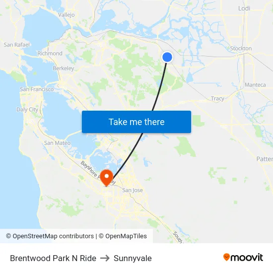 Brentwood Park N Ride to Sunnyvale map