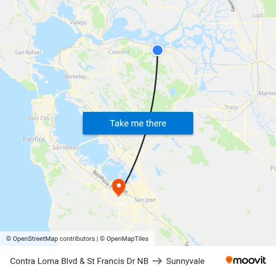 Contra Loma Blvd & St Francis Dr NB to Sunnyvale map