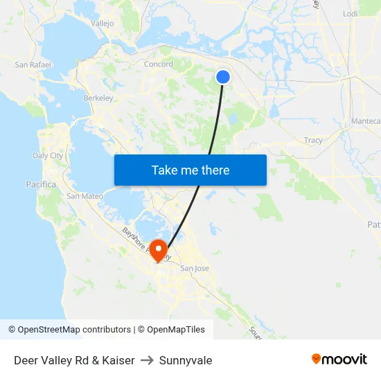 Deer Valley Rd & Kaiser to Sunnyvale map