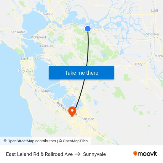 East Leland Rd & Railroad Ave to Sunnyvale map