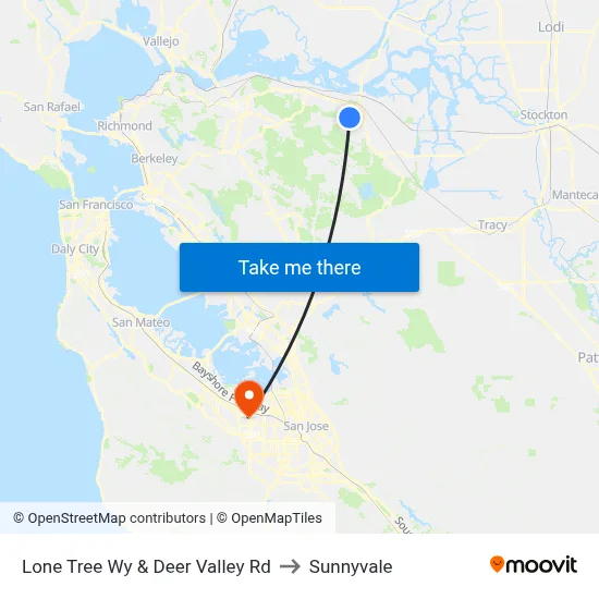 Lone Tree Wy & Deer Valley Rd to Sunnyvale map