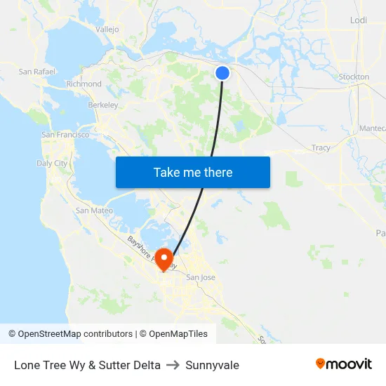 Lone Tree Wy & Sutter Delta to Sunnyvale map