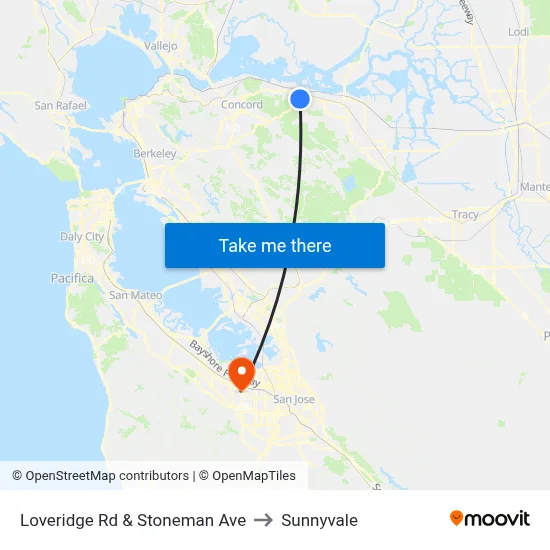 Loveridge Rd & Stoneman Ave to Sunnyvale map