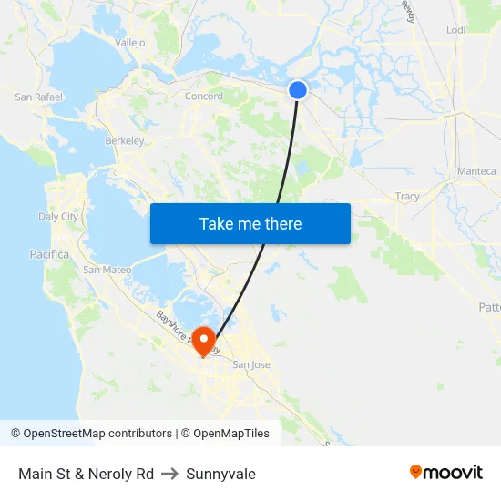 Main St & Neroly Rd to Sunnyvale map