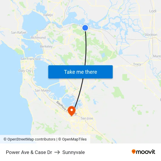 Power Ave & Case Dr to Sunnyvale map