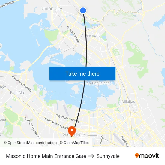 Masonic Home Main Entrance Gate to Sunnyvale map