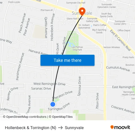 Hollenbeck & Torrington (N) to Sunnyvale map