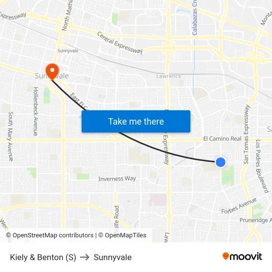 Kiely & Benton (S) to Sunnyvale map