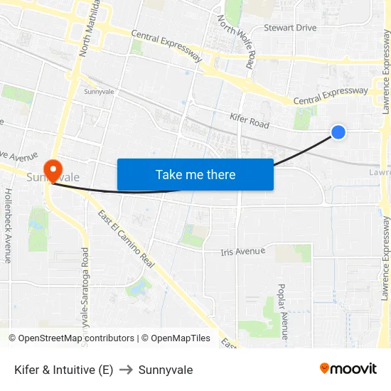 Kifer & Intuitive (E) to Sunnyvale map