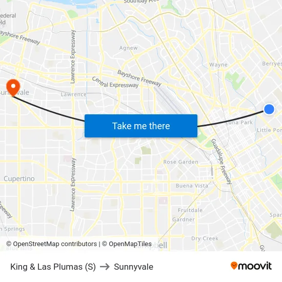 King & Las Plumas (S) to Sunnyvale map