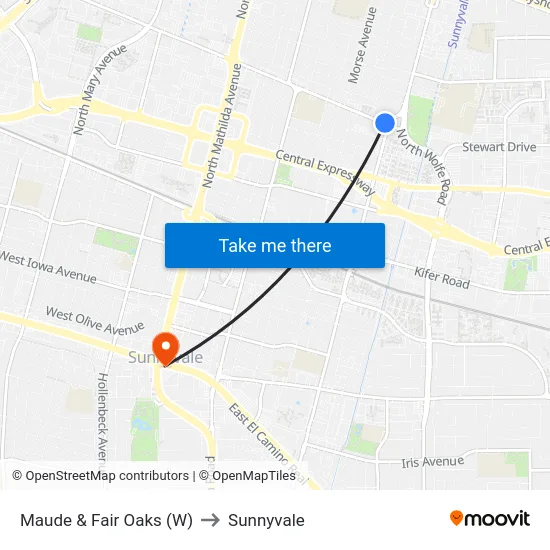 Maude & Fair Oaks (W) to Sunnyvale map