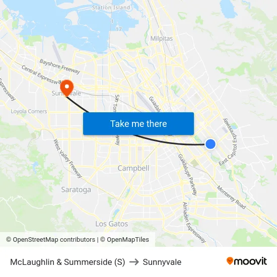 McLaughlin & Summerside (S) to Sunnyvale map