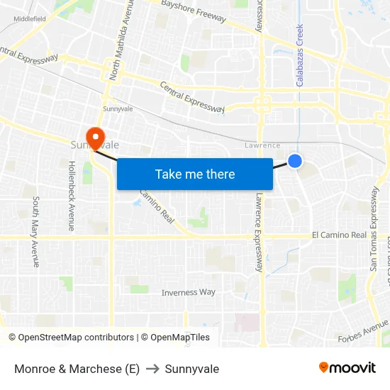 Monroe & Marchese (E) to Sunnyvale map