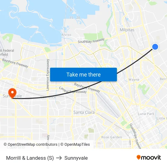 Morrill & Landess (S) to Sunnyvale map