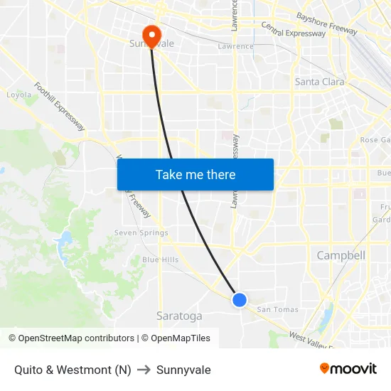 Quito & Westmont (N) to Sunnyvale map