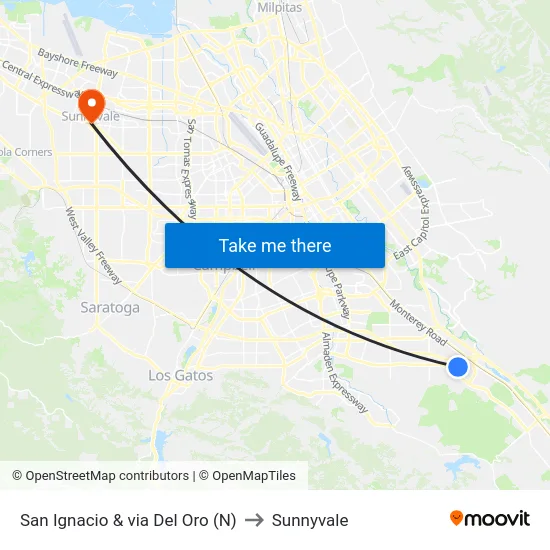 San Ignacio & via Del Oro (N) to Sunnyvale map