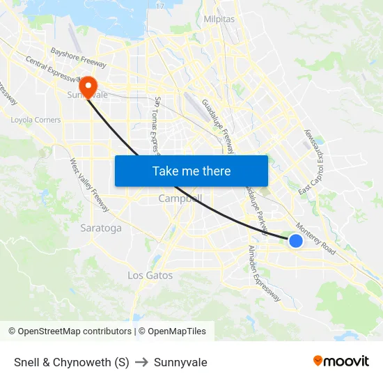 Snell & Chynoweth (S) to Sunnyvale map