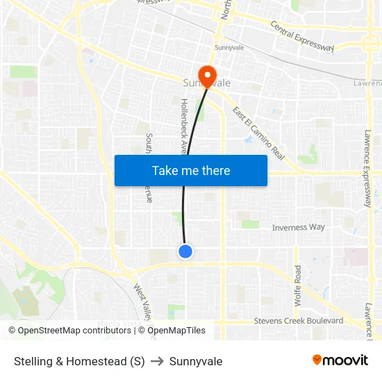 Stelling & Homestead (S) to Sunnyvale map