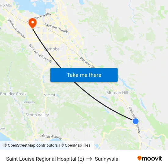 Saint Louise Regional Hospital (E) to Sunnyvale map
