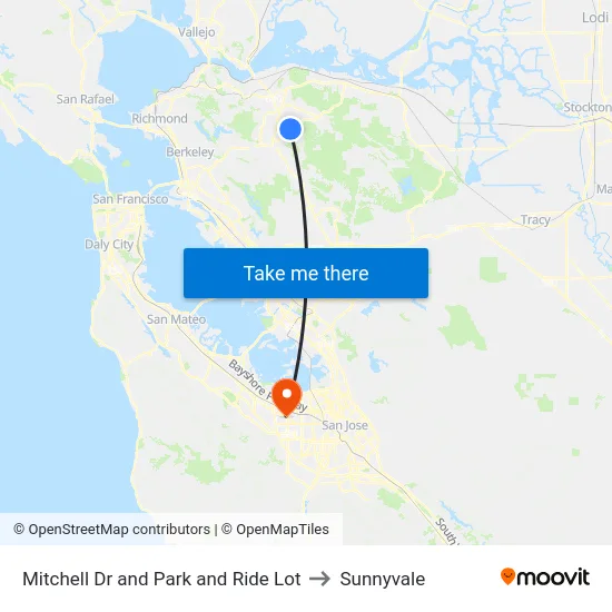 Mitchell Dr and Park and Ride Lot to Sunnyvale map