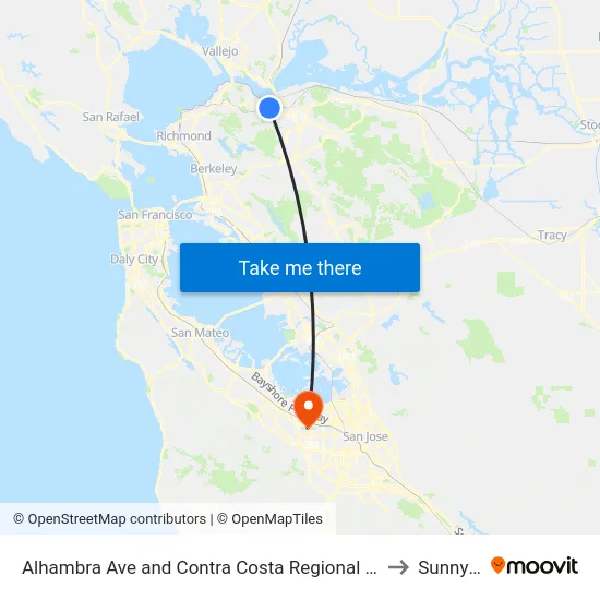Alhambra Ave and Contra Costa Regional Medical Center to Sunnyvale map