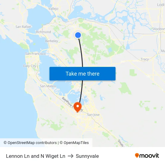 Lennon Ln and N Wiget Ln to Sunnyvale map