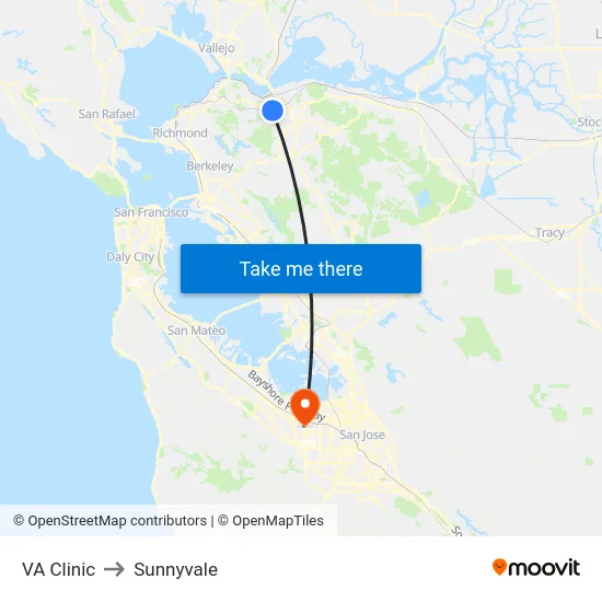 VA Clinic to Sunnyvale map