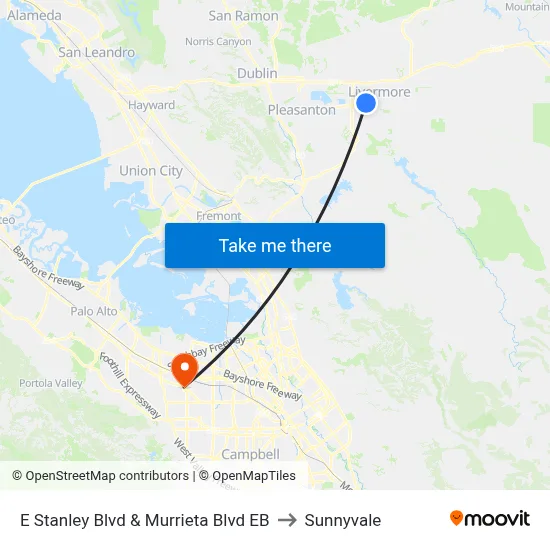 E Stanley Blvd & Murrieta Blvd EB to Sunnyvale map