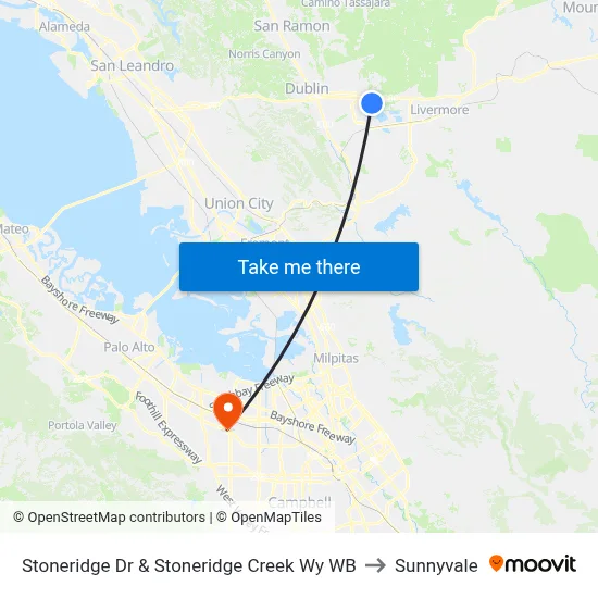Stoneridge Dr & Stoneridge Creek Wy WB to Sunnyvale map