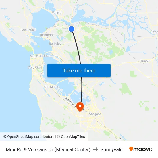 Muir Rd & Veterans Dr (Medical Center) to Sunnyvale map