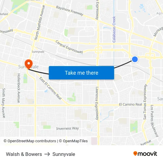 Walsh & Bowers to Sunnyvale map