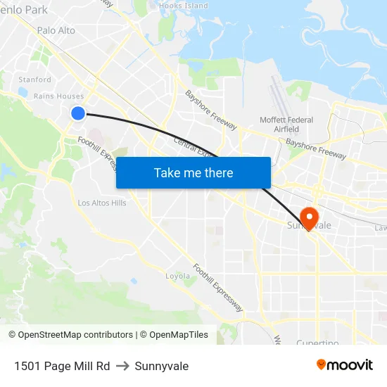 1501 Page Mill Rd to Sunnyvale map