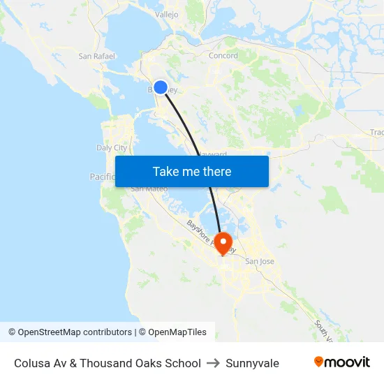Colusa Av & Thousand Oaks School to Sunnyvale map